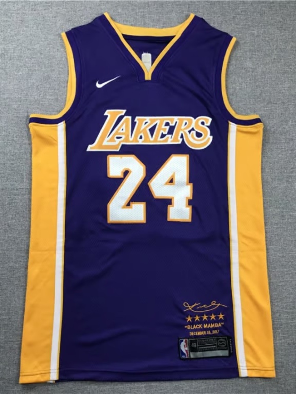 Nike Purple and Gold Lakers #24 Basketball Jersey